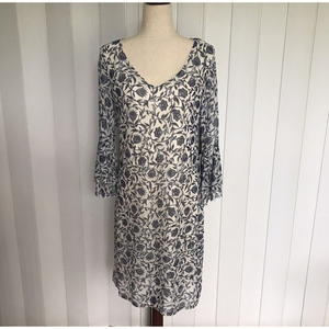 Allison Brittney Women's Dress Size M White Floral‎ Stretch Bell Sleeve NWT